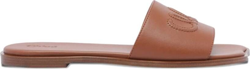 Chloé Bruine Platte Leren Schoenen