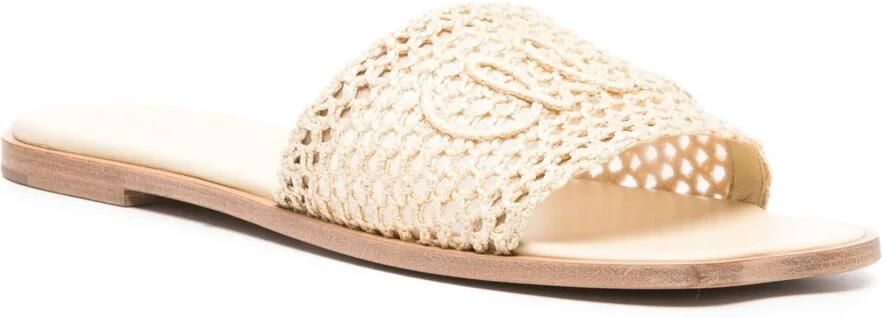 Chloé Bruine platte schoenen van viscose en lamsvacht