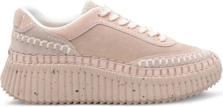 Chloé Bruine Suède Sneakers met Kalfsleer