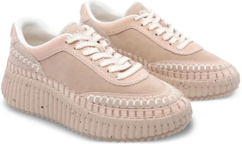 Chloé Bruine Suède Sneakers met Kalfsleer