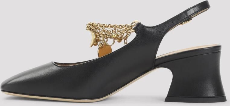 Chloé Hoge hakken Charms Slingback Pumps in zwart