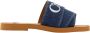 Chloé Denimblauwe Katoenen Slides met Dubbele Voorkantband Blue - Thumbnail 1