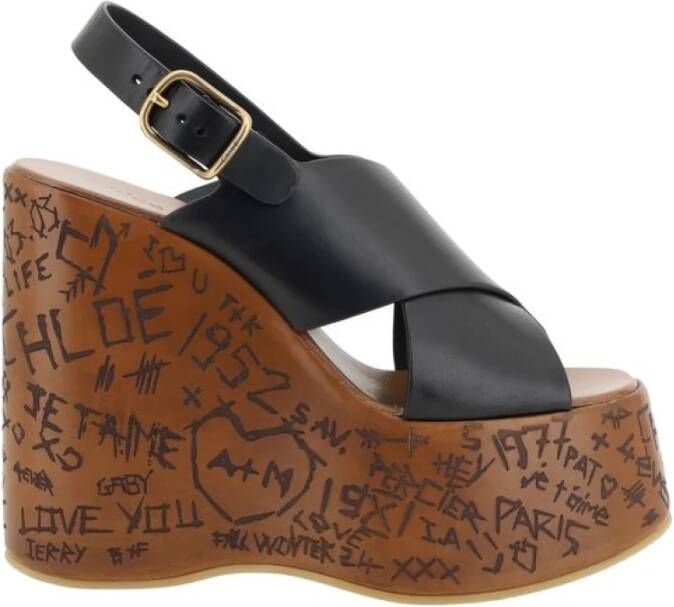 Chloé Geweven Banden Sleehak Sandalen