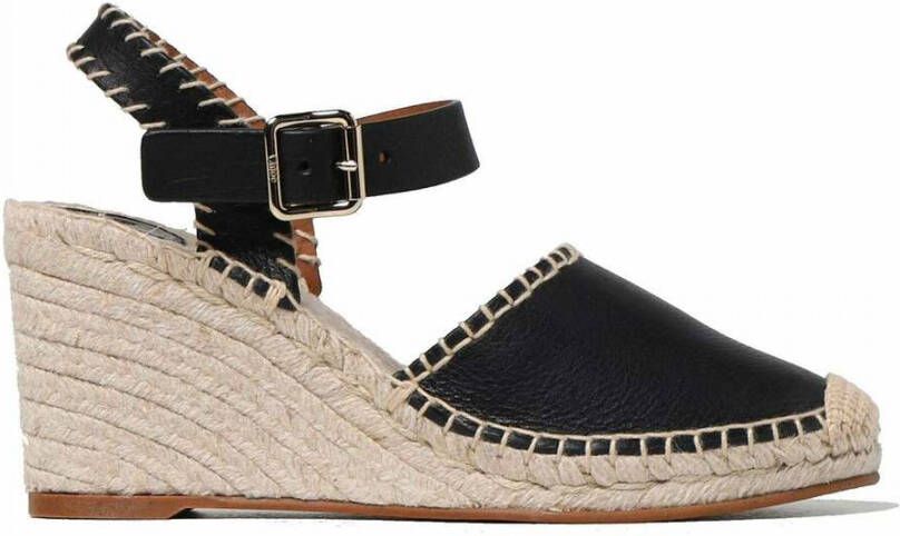 Chloé Leren sleehak sandalen met gespsluiting Black Dames