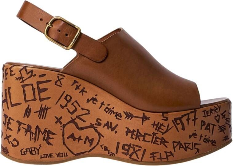 Chloé Hout-Effect Platform Sleehak Sandalen