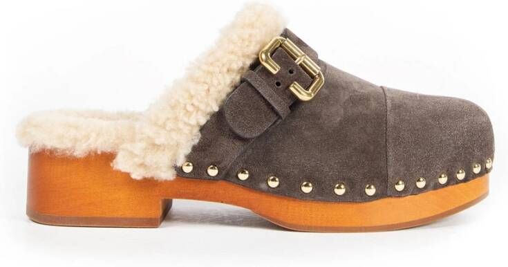 Chloé Houten platformsandalen met stud trim