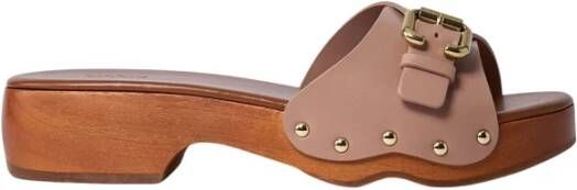 Chloé Houten Zool Leren Sandalen Open Teen