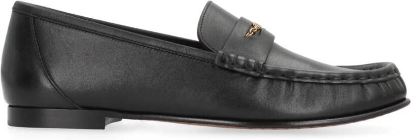 Chloé Gepolijste leren loafers met gouden ketting
