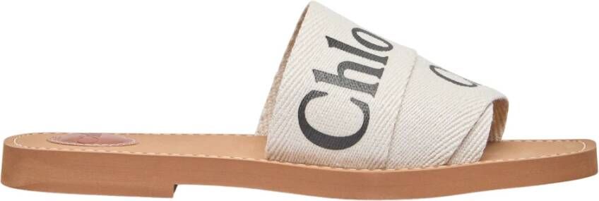 Chloé Witte Logo Canvas Sandalen Vrouw White Dames