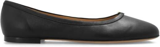 Chloé Zwarte platte schoenen met gouden logo Black Dames