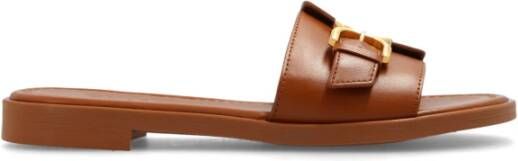 Chloé Marcie leren slides Brown Dames