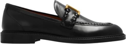 Chloé Zwarte Leren Loafers Black Dames