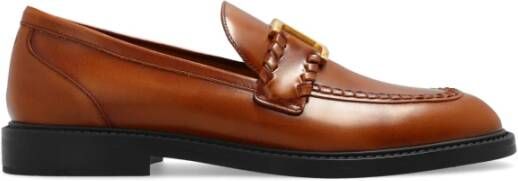 Chloé Bruine leren loafers voor vrouwen