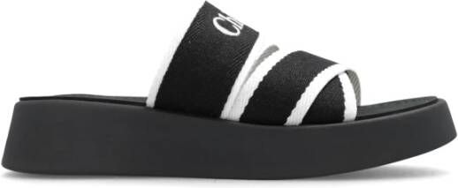 Chloé Witte Sandalen met Geborduurd Logo White Dames