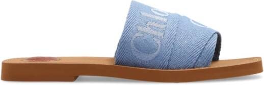 Chloé Woody slipper van canvas met logo