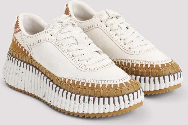 Chloé Met de hand gestikte leren sneakers Beige Dames
