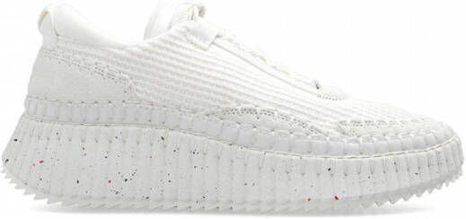Chloé Mesh Veterschoenen met Gestructureerde Zool White Dames