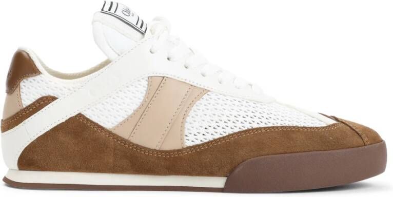 Chloé Gestikte Leren Sneakers Wit Bruin Multicolor Dames