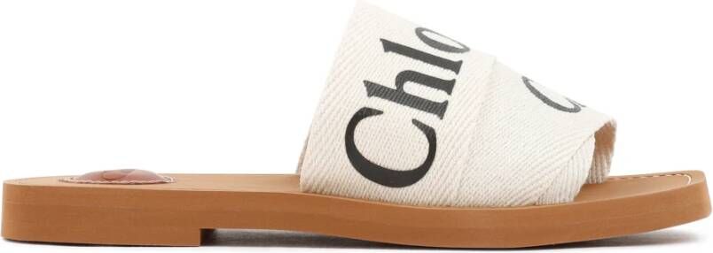 Chloé Witte Logo Canvas Sandalen Vrouw White Dames