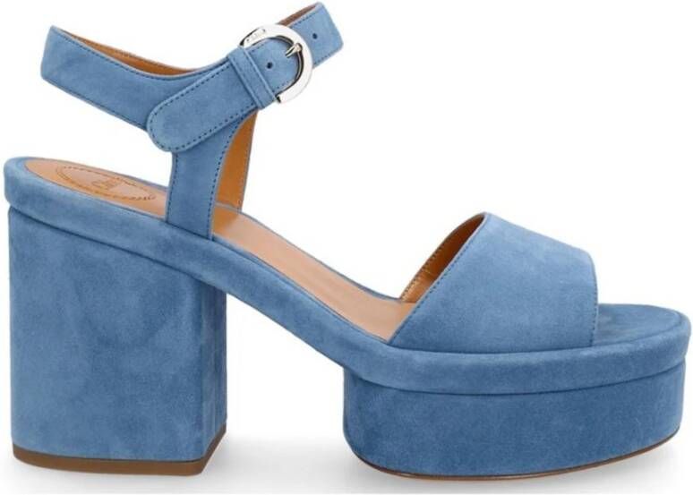 Chloé Blauwe Leren Sandalen met Verstelbare Enkelgesp Blue Dames