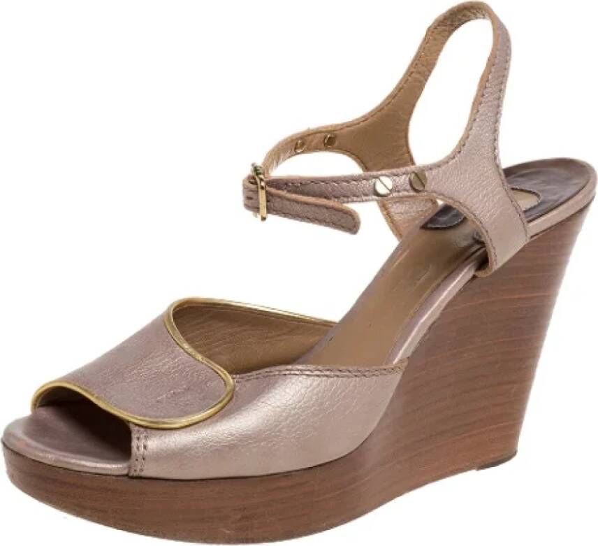 Chloé Pre-owned Leather sandals Gray Dames