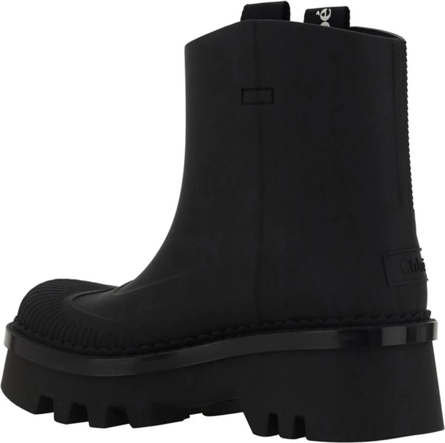 Chloé Zwarte Laarzen met Logo in Reliëf en Dubbele Tong