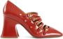 Chloé Rode Leren Enkelband Blokhak Schoenen - Thumbnail 1