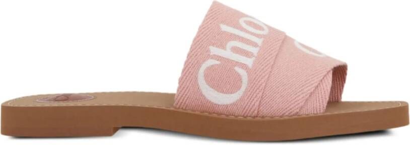 Chloé Roze Linnen Platte Schoenen