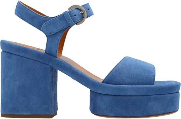 Chloé Blauwe Leren Sandalen met Verstelbare Enkelgesp Blue Dames