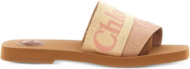 Chloé Sandalia Plana Woody Bandas Logos