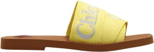 Chloé Slippers Woody Flat Mule in geel - Foto 1
