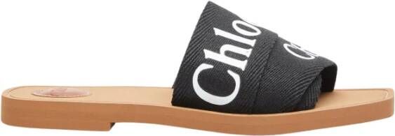 Chloé Vierkante Neus Platte Sandalen Black Dames