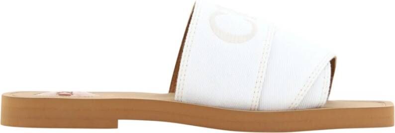 Chloé Witte Katoenen Woody Slides Sandalen Multicolor Heren