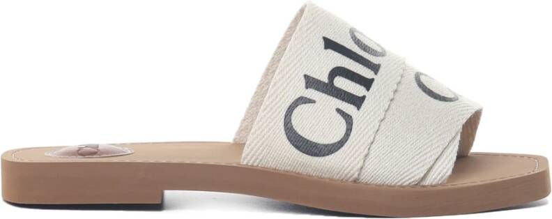 Chloé Witte Logo Canvas Sandalen Vrouw White Dames