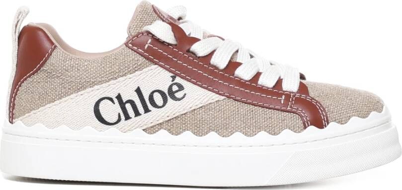Chloé Sneakers van textuur linnen en kalfsleer White Dames