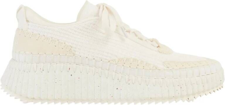 Chloé Mesh Veterschoenen met Gestructureerde Zool White Dames