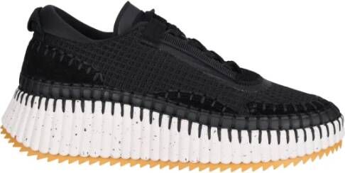 Chloé Zwarte Handgemaakte Sneakers van Gerecyclede Materialen Black Dames