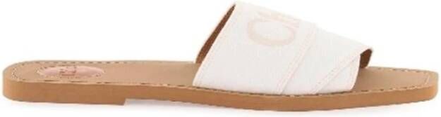 Chloé Witte Katoenen Woody Slides Sandalen Multicolor Heren