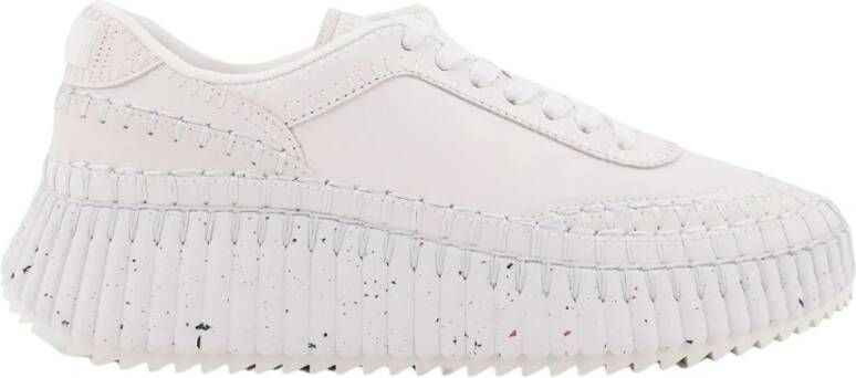 Chloé Witte Leren Sneakers met Mesh Design White Dames