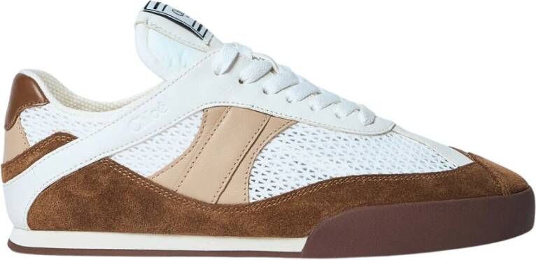 Chloé Suede Mesh Panel Sneakers Brown Dames