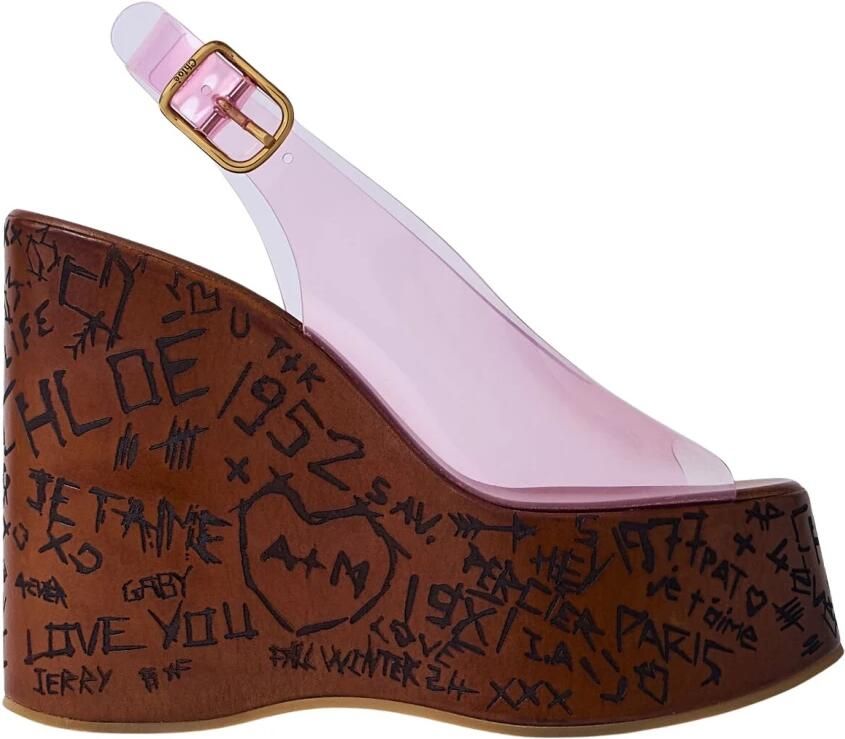 Chloé Transparante sleehak sandalen met houten platform