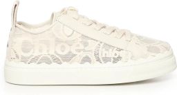 Chloé Witte Kant Sneakers met Logo Detail