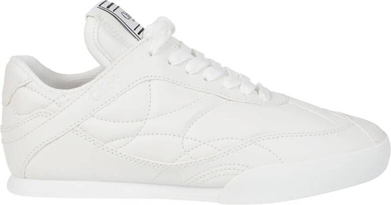 Chloé Witte Leren Sneakers Veters Ronde Neus