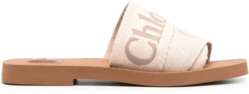 Chloé Witte Linnen Sandalen