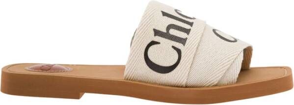 Chloé Witte Logo Canvas Sandalen Vrouw White Dames