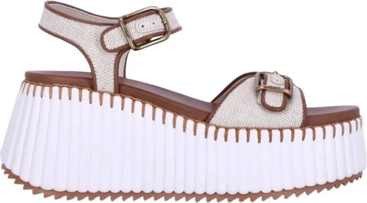 Chloé Witte Sandalen met Stof en Leer