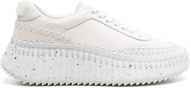 Chloé Witte Leren Sneakers met Mesh Design White Dames