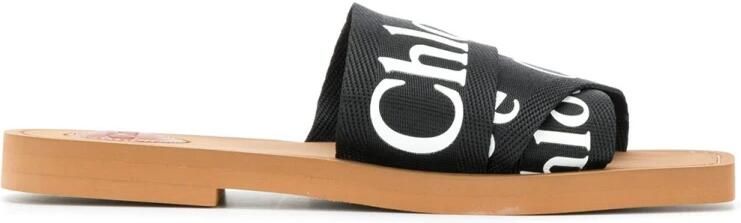 Chloé Vierkante Neus Platte Sandalen Black Dames