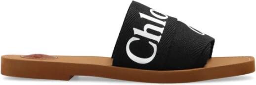 Chloé Vierkante Neus Platte Sandalen Black Dames
