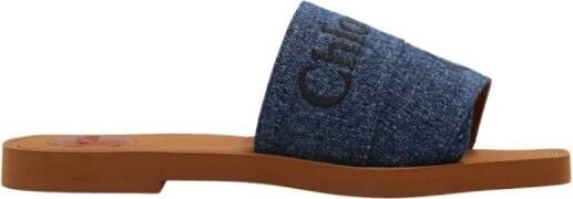 Chloé Slippers Flat Woody Sandals in blauw